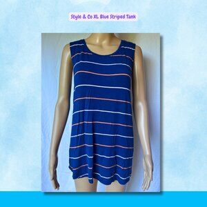 Style & Co XL Blue Striped Tank